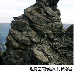 塩見岳天狗岩の枕状溶岩の写真
